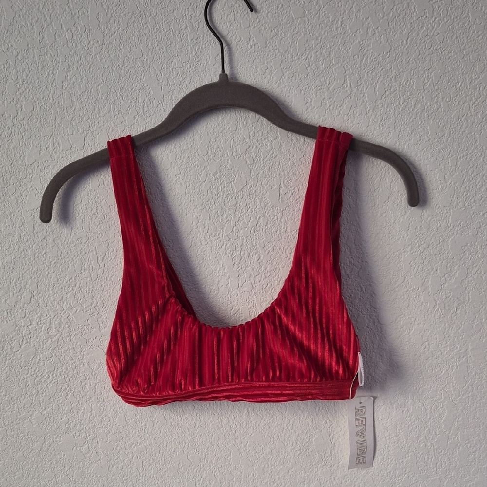 Dippin' Daisy's Vibrant Red Ribbed Swimsuit Top